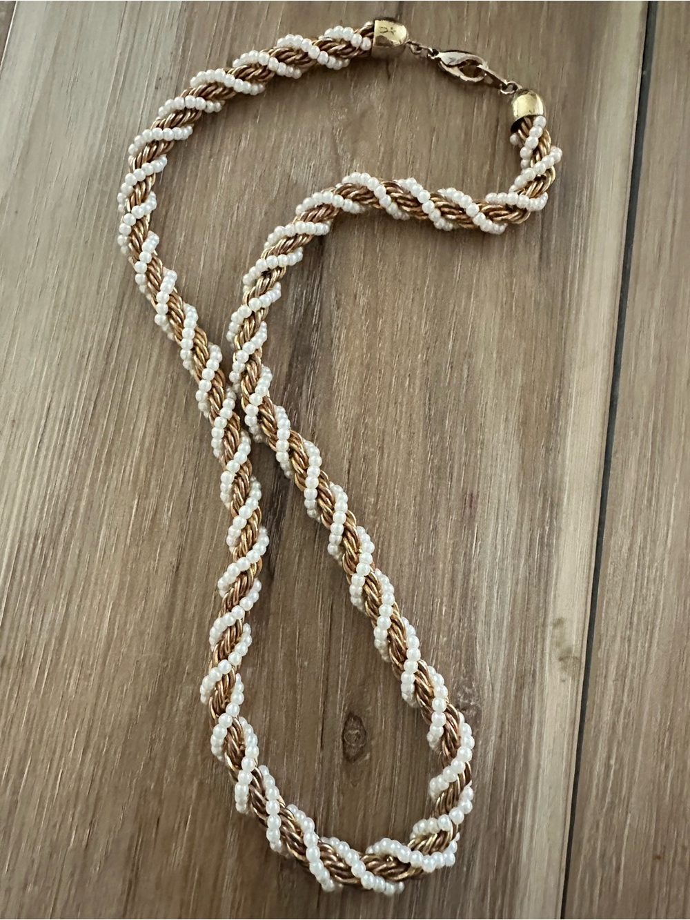 Vintage Pearl/Chain Twisted Necklace